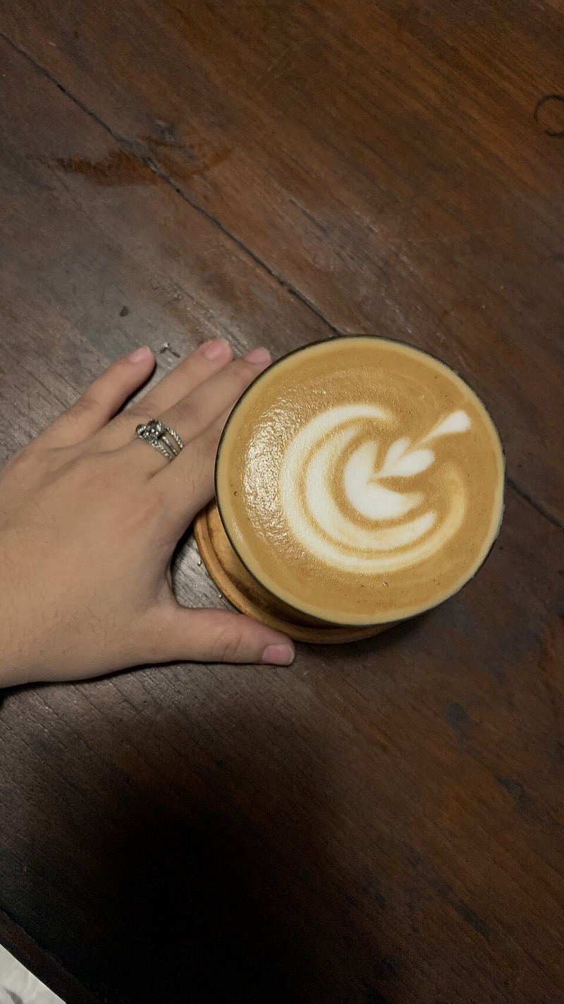 Latte art from a kei truck coffee bar espresso machine